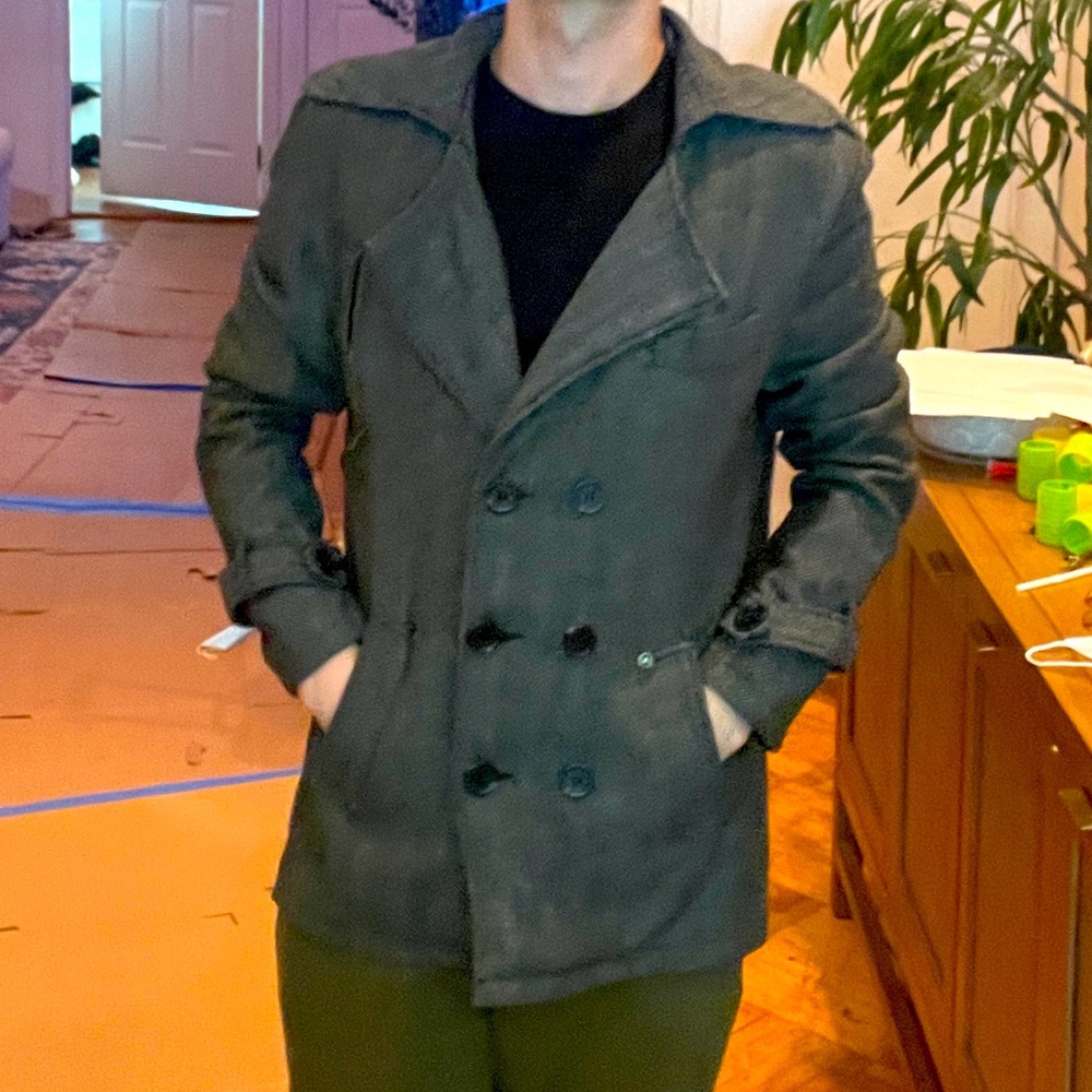 Gray double breasted peacoat (M, small)